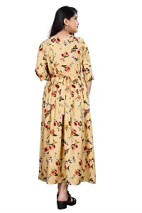 Stylish Beige Crepe Printed Anarkali Kurta For Women-thumb1