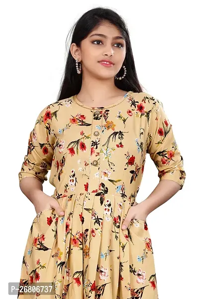 Stylish Beige Crepe Printed Anarkali Kurta For Women-thumb5