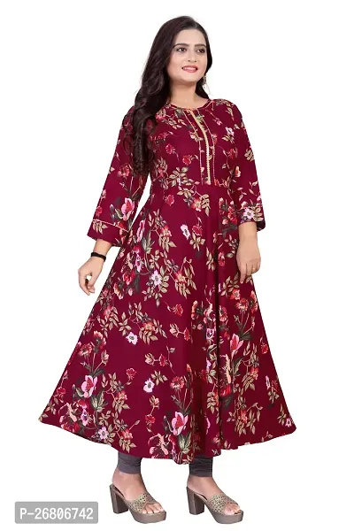 Stylish Maroon Crepe Printed Anarkali Kurta For Women-thumb5