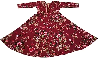 Stylish Maroon Crepe Printed Anarkali Kurta For Women-thumb1