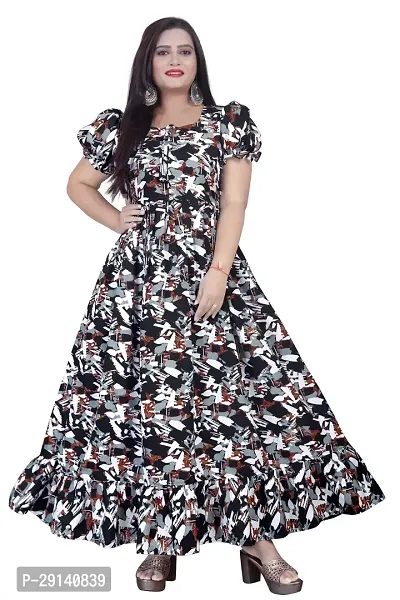 Classic Crepe Printed Gown for Women