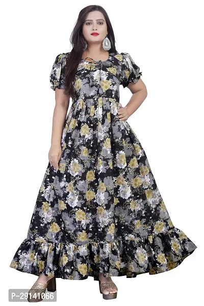 Classic Crepe Printed Gown for Women