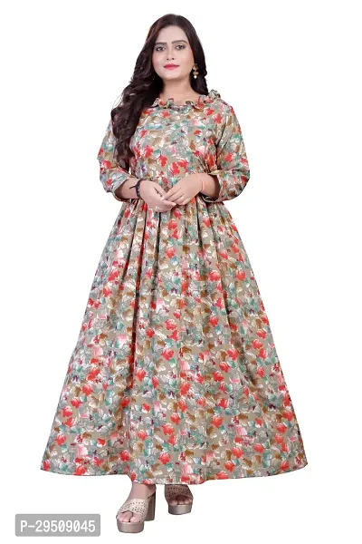 Stylish Crepe Printed Gown for Women