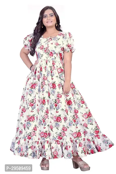 Stylish Crepe Printed Gown for Women