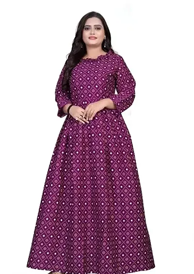 Stylish Crepe Stitched Ethnic Gown For Women