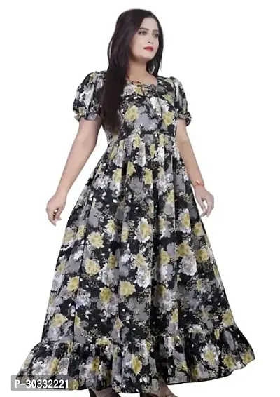 Fancy Crepe Printed Gown For Women-thumb0