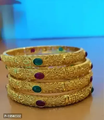 Elegant Golden Alloy Bangles Set For Women-thumb0