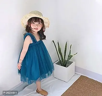 Fabulous Blue Net Frock For Girls-thumb0