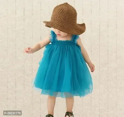 Fabulous Blue Net Frock For Girls-thumb0