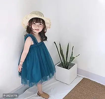 Fabulous Blue Net Frock For Girls