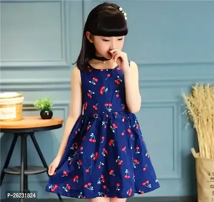 Fabulous Blue Cotton Blend Frock For Girls