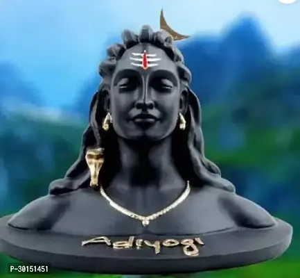 Adiyogi Shiva Statue with Rudraksha Mala for car dash board Decorative Showpiece - 12 cm  (Resin, Black)