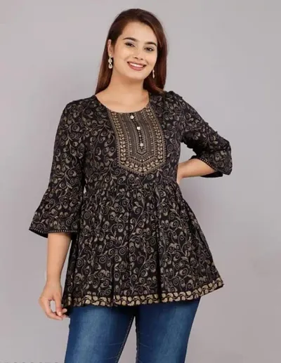 Stylish Rayon Printed Short A-Line Kurta