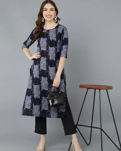 Crepe Floral Print Kurtas For Women