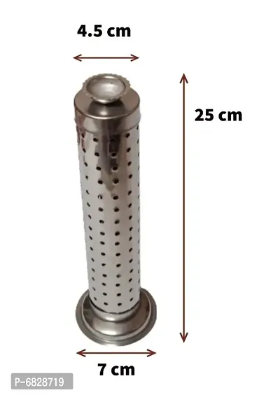 Stainless Steel Incense Stick Stand | Agarbatti Stand Holder with Ash Catcher for Home, Office  Temple | Silver (Pack of 1)-(4.5 x 7 x 25 cm)-thumb2