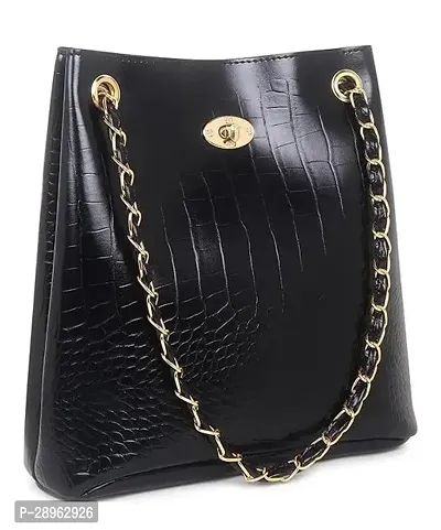 Stylish Black PU Solid Handbags For Women-thumb0