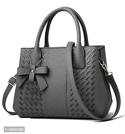 Stylish Grey PU Solid Handbags For Women