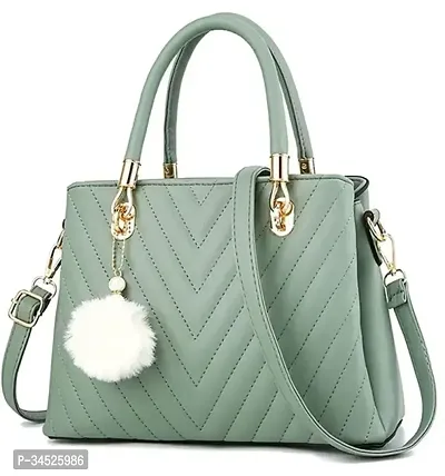 Stylish Green PU Solid Handbags For Women-thumb0