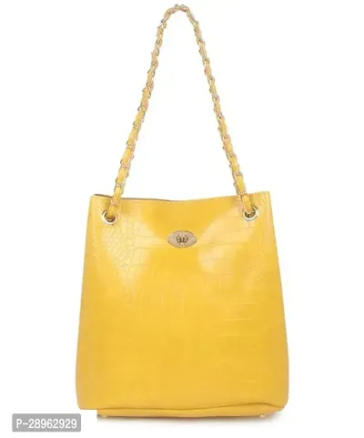 Stylish Yellow PU Solid Handbags For Women