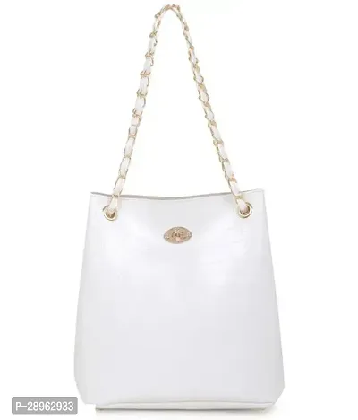 Stylish White PU Solid Handbags For Women