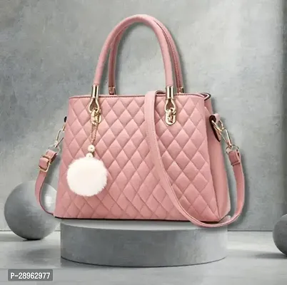 Stylish Pink PU Solid Handbags For Women-thumb0