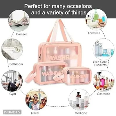 Travel Makeup Pouch Set Toiletries Bag Cosmetic Organizer Bag Storage Kit Set of 3 (Pink)-thumb3