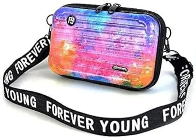 Forever Young Sling Crossbody Mini Suitcase Box pattern with Detachable Shoulder Strap and Convertible into Cosmetic.