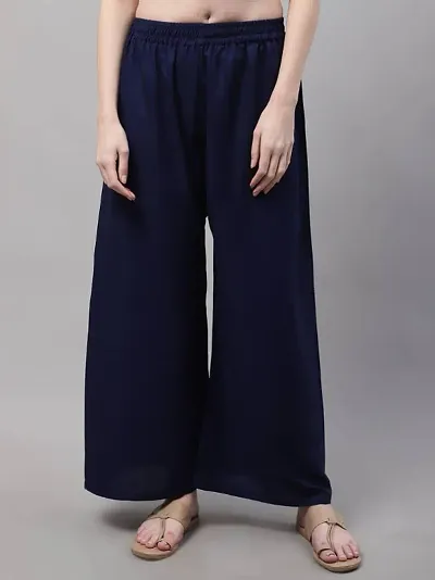 Women's Rayon Palazzo Pants in Black, White, Blue, Red, and Pink