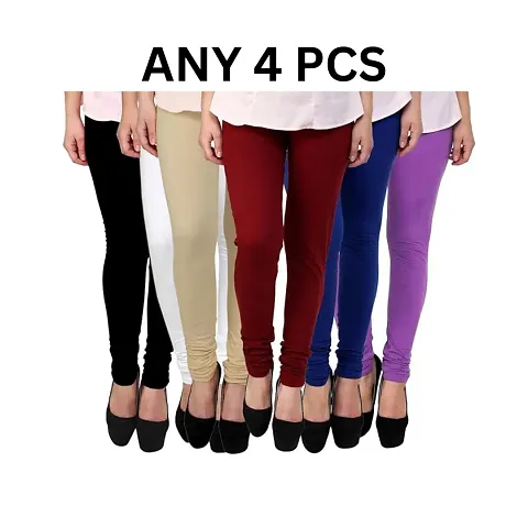 Women's Solid Colour Leggings (Pack of 4)