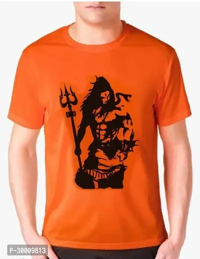 Reliable Orange Polyester Printed T-Shirt For Men-thumb0