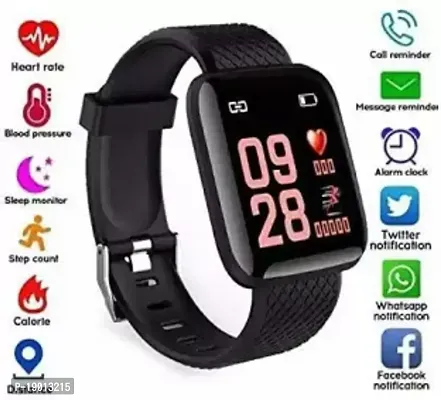 ID-116 Plus Smart Bracelet Fitness Tracker Color Screen Smartwatch Heart Rate Blood Pressure Pedometer Sleep Monitor (Black)-thumb2