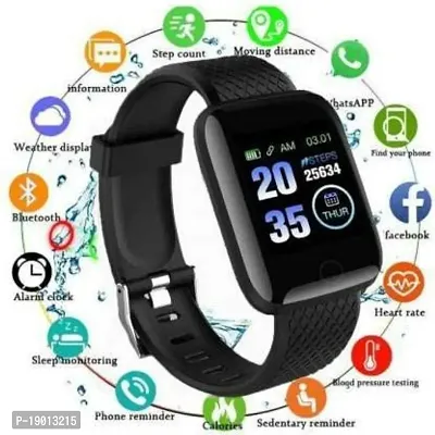 ID-116 Plus Smart Bracelet Fitness Tracker Color Screen Smartwatch Heart Rate Blood Pressure Pedometer Sleep Monitor (Black)