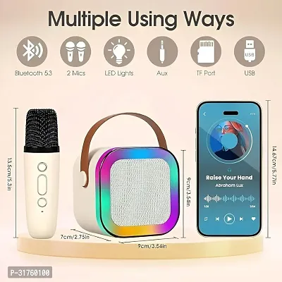 Bluetooth Speaker with mic Karaoke, FM Radio, AUX, USB, SD, RGB Light EffectO32-thumb3