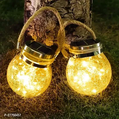 Outdoor Hanging 20LEDs Jar Light Crackle Glass Garden Light Pack Of 1-thumb0