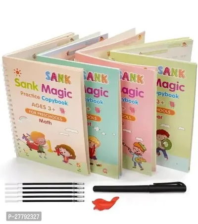 THE ARTSY HOME-THE ARTSY HOME- magic practice copy book (4 book +1 pen+10 refill )numbertracing book for preschoolers with pen,magic calligraphy books for kids reuseable writing tool-thumb0