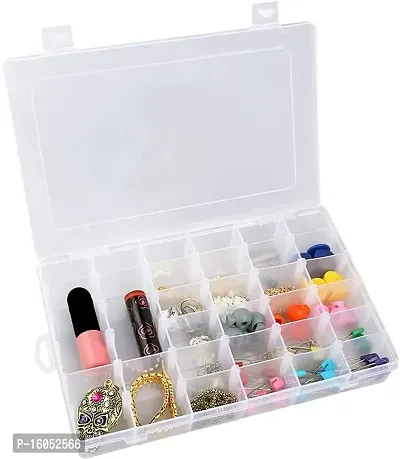 Rufous 36 Grids Clear Plastic Organizer Box Storage Container, Jewellery Organisers with Transparent Plastic Boxes For Storage, Removable Dividers For Beads Earrings Jewel Crafts Collection-thumb0