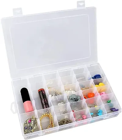 KRIVAZ 36 Grids Clear Plastic Organizer Jewelry Storage Box with Adjustable Dividers, Transparent Storage Organizer Box for Jewelry Beads Earring Fishing Hooks (Made In India ) ( 2 pcs)