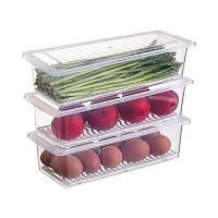 Fridge Storage Boxes 1500ml 6 pcs Fridge Organizer with Removable Drain Plate and Lid Stackable Freezer Storage Containers Plastic Freezer Storage Containers for Fish, Meat, Vegetables, Fruits-thumb3