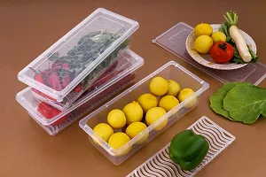 Fridge Storage Boxes 1500ml 6 pcs Fridge Organizer with Removable Drain Plate and Lid Stackable Freezer Storage Containers Plastic Freezer Storage Containers for Fish, Meat, Vegetables, Fruits-thumb2