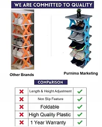 Plastic 4 Layer Shoe Rack Stand Storage Organizer Cabinet Durable Portable Shoe Organiser for The Living Room, Bedroom, Office and Kitchen Space Saving Rack - Multicolor-thumb3