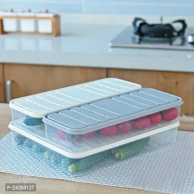 Fridge Storage Container for Food, Set of 3(1 pcs 2500ml, 2 pcs 1200ml), Transparent Plastic Storage Box with Lid, Fridge Organizer Set, Freezer Container for Storing Fish, Vegetable(White)-thumb0