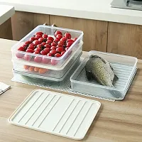 Fridge Storage Container for Food, Set of 3(1 pcs 2500ml, 2 pcs 1200ml), Transparent Plastic Storage Box with Lid, Fridge Organizer Set, Freezer Container for Storing Fish, Vegetable(White)-thumb3