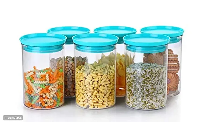 Pack of 6 Air Tight Kitchen Storage Container for Rice | Dal | Atta, BPA-Free, Flour | Cereals | Snacks | Stackable | Modular, Round, 900 Ml (Blue)-thumb5