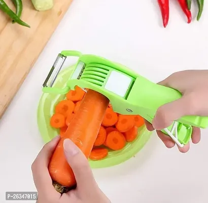 Plastic 2 in 1 Vegetable Multi Cutter  Cutter Sharp Stainless Steel 5 Blade Vegetable Cutter with Peeler (Multi Colors)-thumb0