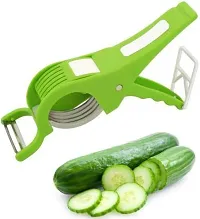 Plastic 2 in 1 Vegetable Multi Cutter  Cutter Sharp Stainless Steel 5 Blade Vegetable Cutter with Peeler (Multi Colors)-thumb1