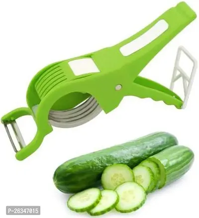 Plastic 2 in 1 Vegetable Multi Cutter  Cutter Sharp Stainless Steel 5 Blade Vegetable Cutter with Peeler (Multi Colors)-thumb2