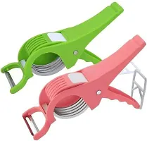 Plastic 2 in 1 Vegetable Multi Cutter  Cutter Sharp Stainless Steel 5 Blade Vegetable Cutter with Peeler (Multi Colors)-thumb4