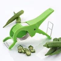 Plastic 2 in 1 Vegetable Multi Cutter  Cutter Sharp Stainless Steel 5 Blade Vegetable Cutter with Peeler (Multi Colors)-thumb3