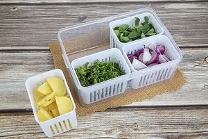 Pack of 2 Fridge Storage Boxes Storage Containers 4PCS  Container forFridge Storage Set Kitchen Accessories Items for Vegetable and Cut Vegetable Storage Boxes for Storage in Kitchen Fridge Organizer-thumb3