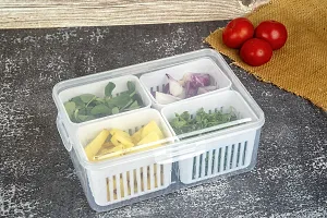 Pack of 2 Fridge Storage Boxes Storage Containers 4PCS  Container forFridge Storage Set Kitchen Accessories Items for Vegetable and Cut Vegetable Storage Boxes for Storage in Kitchen Fridge Organizer-thumb1